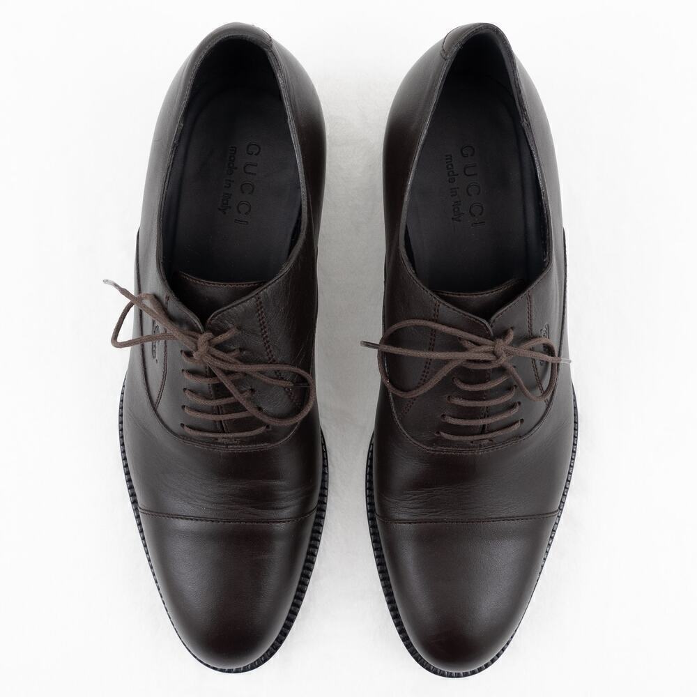 GUCCI Leather Lace-Up Shoes Men's 7.5 Brown - Picture 5 of 9